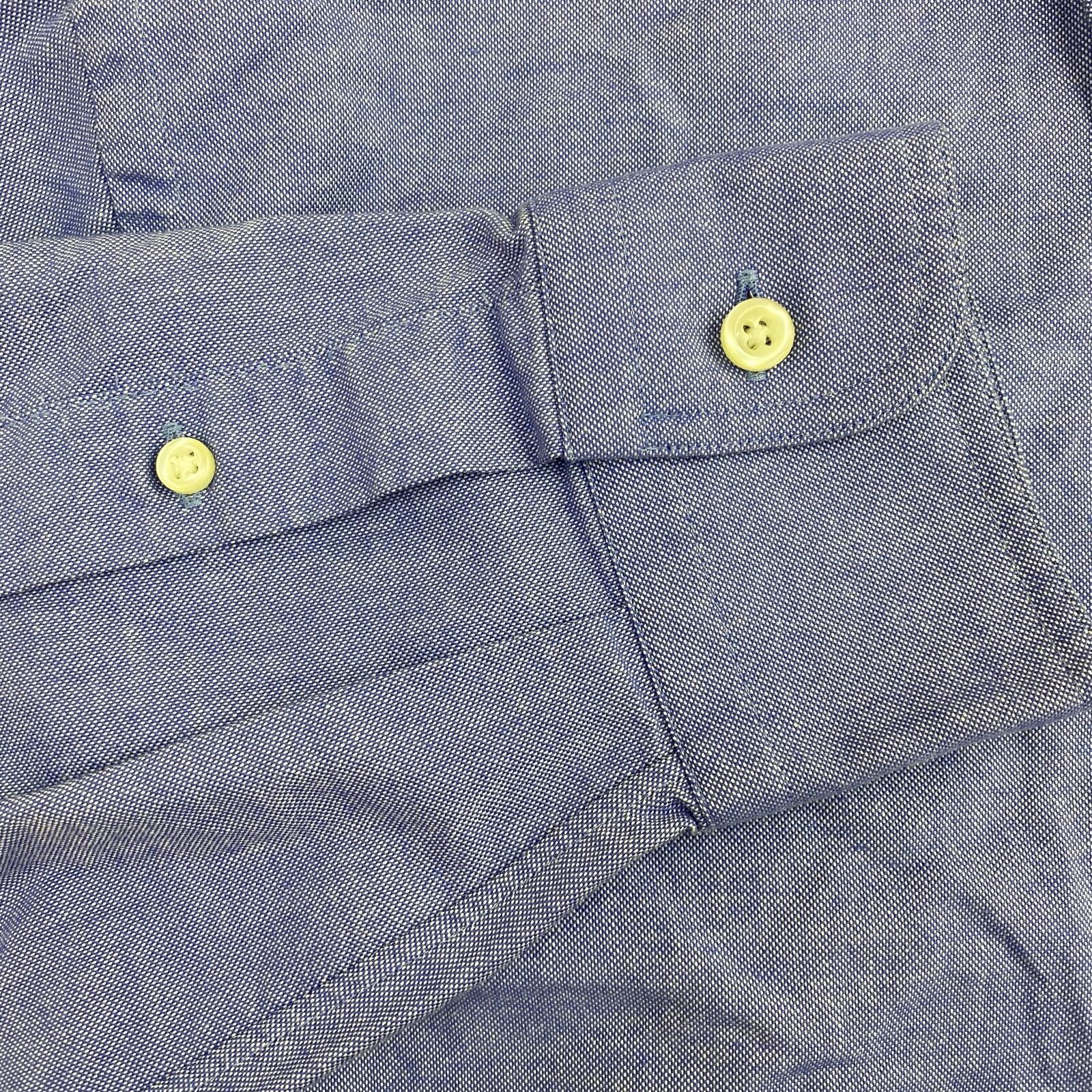 Lands' End Dress Shirt Mens 14.5 Blue 33 Sleeve Regular Fit 100 Cotton