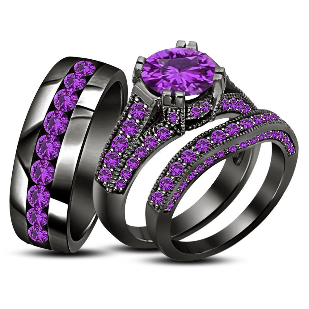wedding rings with purple
