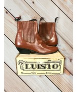 Vintage Luisto Vaquero Cowboy Leather Ankle Paddock Boots Brown Made In ... - $96.75