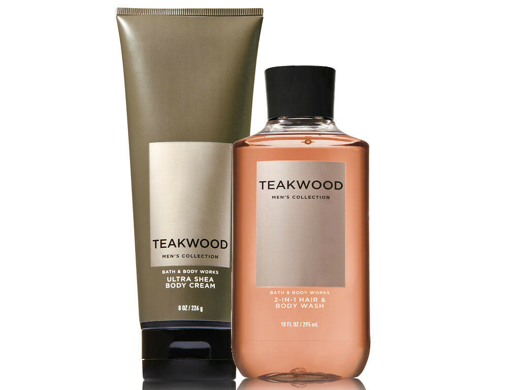BATH & BODY WORKS Teakwood Body Cream & 2In1 Hair + Body Wash Set For