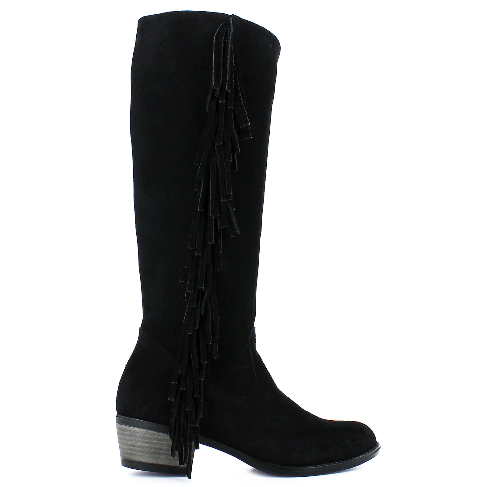 Women's Abigail leather black fringe western boot Boots