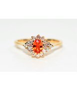 Outstanding Orange .74tcw Padparadscha Sapphire &amp; Diamond 14kt Yellow Go... - £665.02 GBP