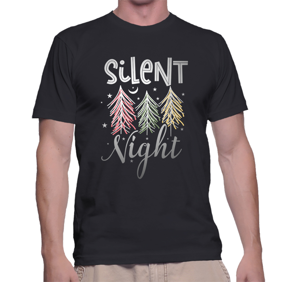 Silent Night Christmas Tree T shirt Men's Unisex Shirt Holiday