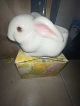 Vintage Avon Floral Ceramic Rabbit Bunny Candle Holder Figurine Planter - $4.95