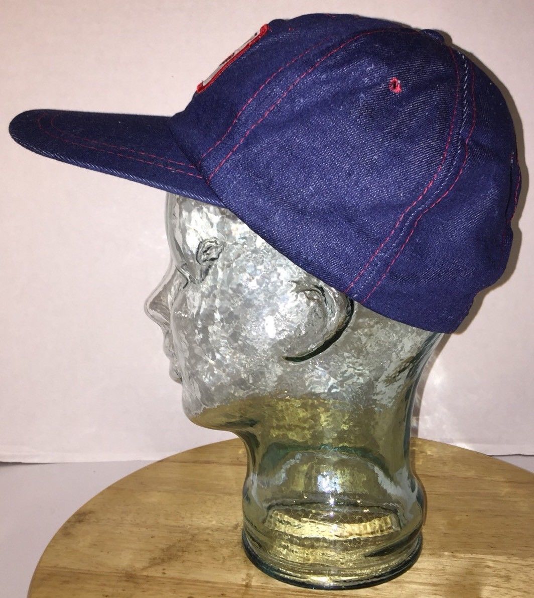 Vintage ACE HARDWARE 70s LOGO Denim Hat Cap Snapack Red Stitching