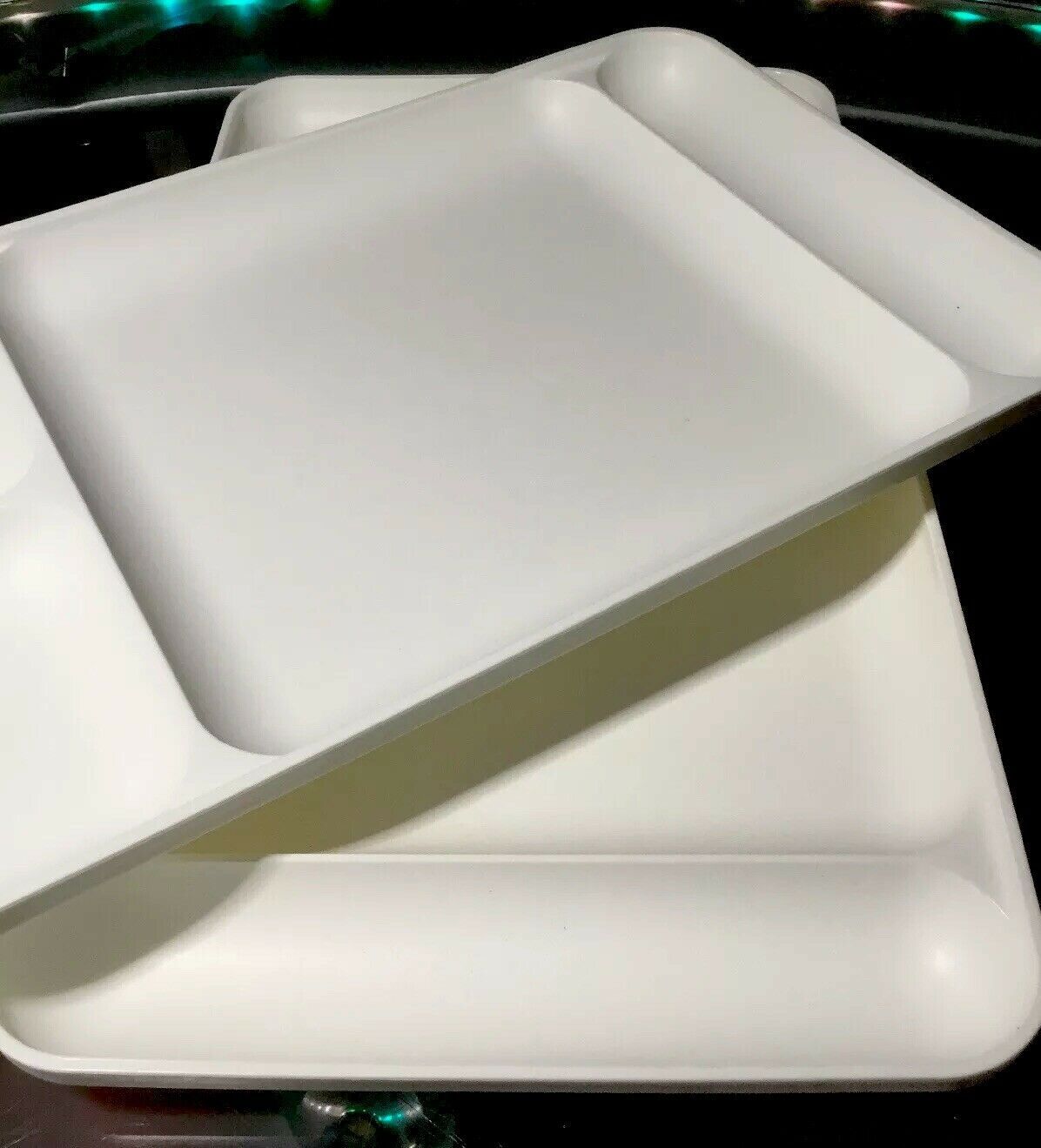 Tupperware New Vintage White Divided Serving Trays 1535, “Set Of Two