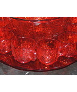 14 pc Paneled Grape Punch Bowl Set amberina red w pontil EAPG US Glass A... - $314.99