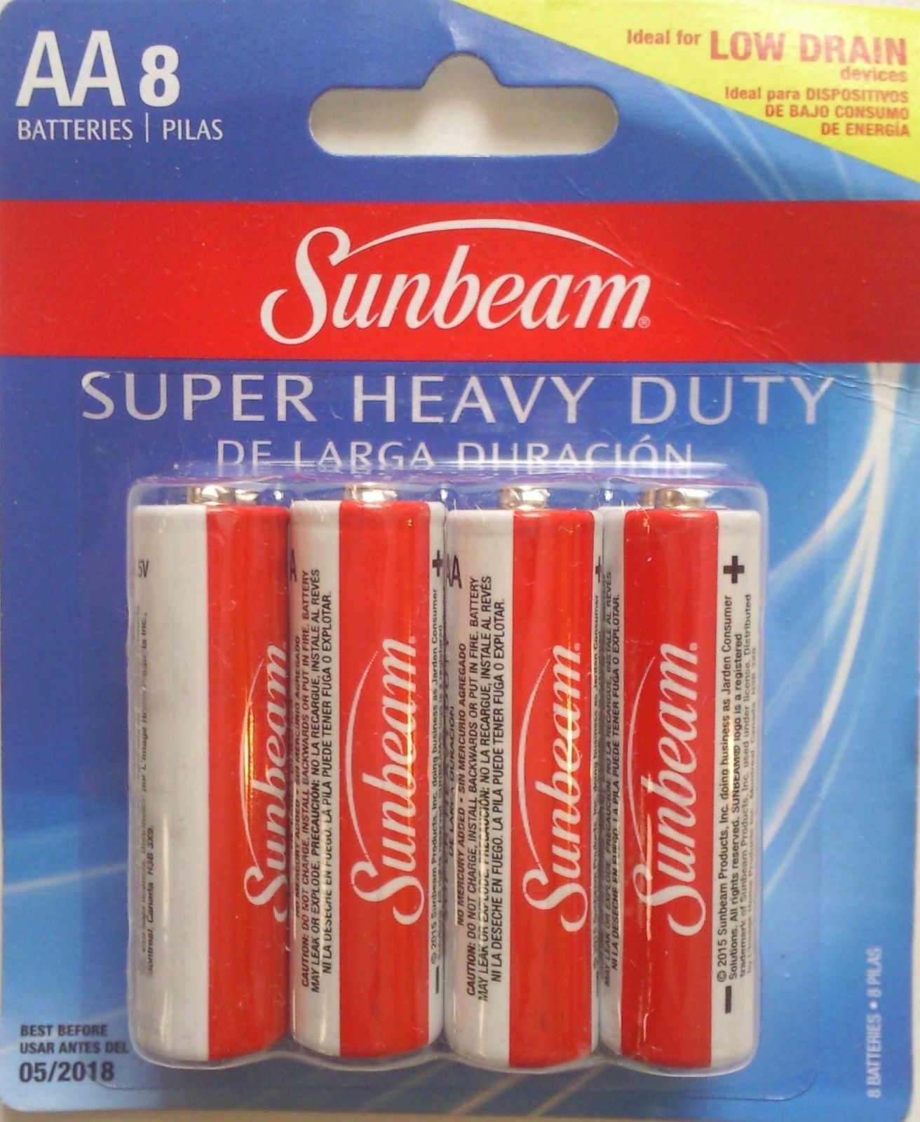 Sunbeam Super HeavyDuty "AA" Batteries, 8ct. Packs Single Use Batteries