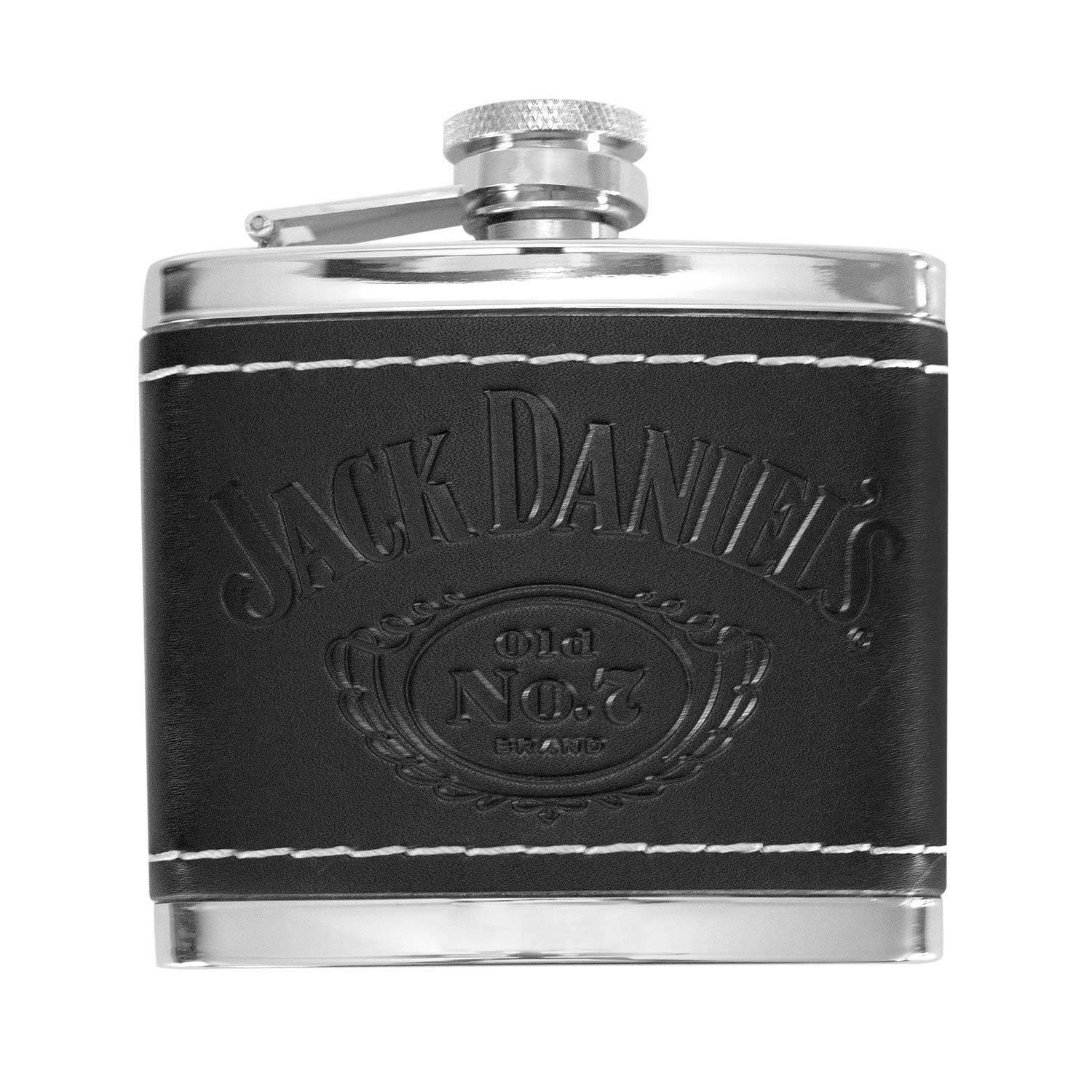 Black rubber wrap w logo Flask /"Jim Beam Kentucky Fire/" Bourbon Stainless Steel