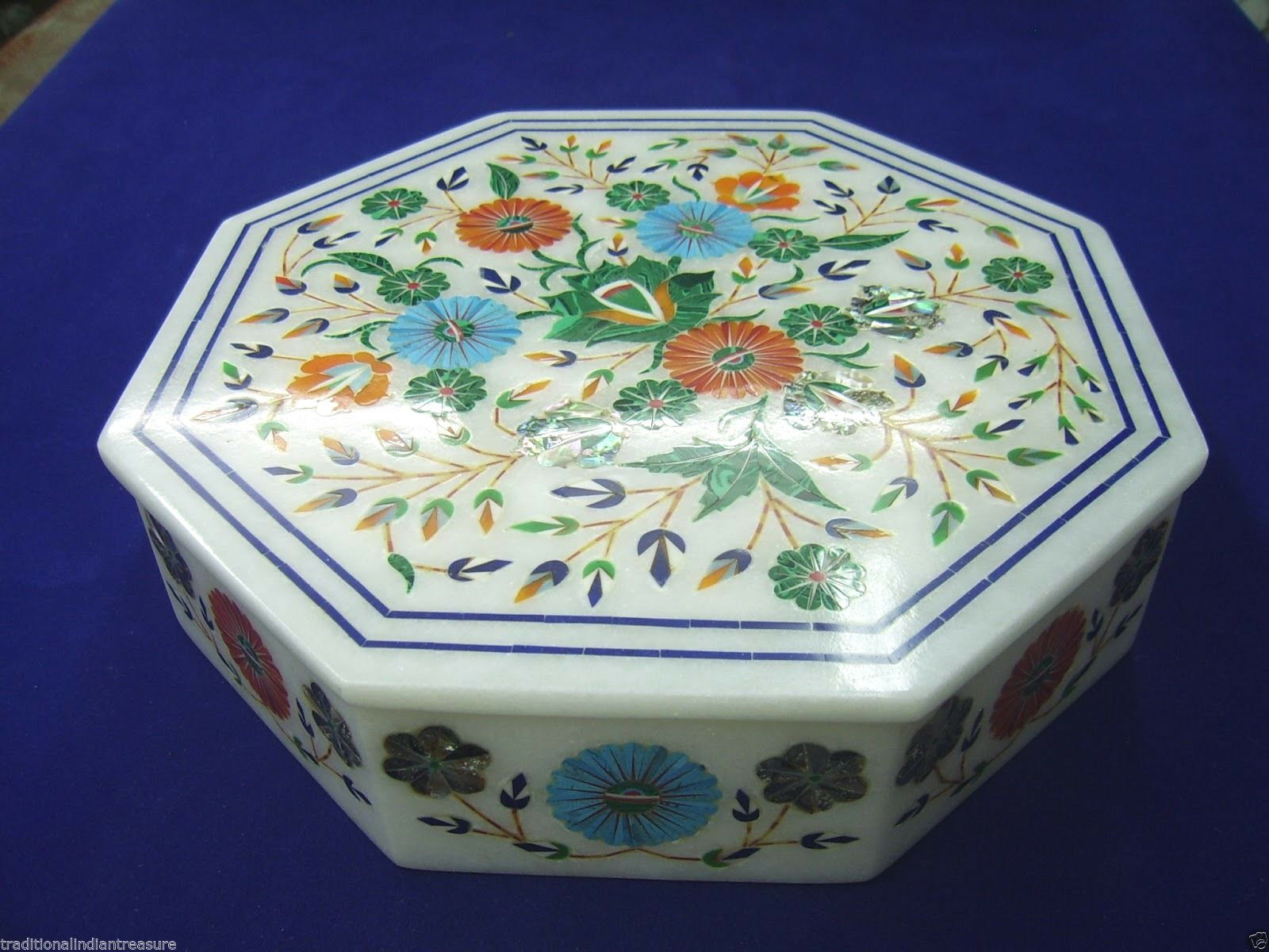 6"x4"x3" Marble Malachite Jewelry Storage Box Marquetry Inlay Gems Decor Gifts 