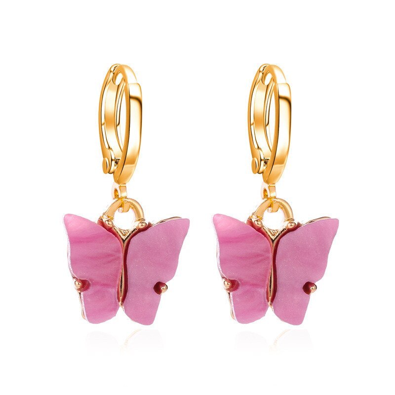 Modyle Gold Color Acrylic Butterfly Earrings for Women Street Style Drop Earring