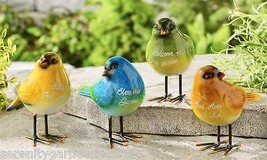 Standing Bird Figurines Set of 4 With Sentiment 5.2" High Home Garden Birds  image 2