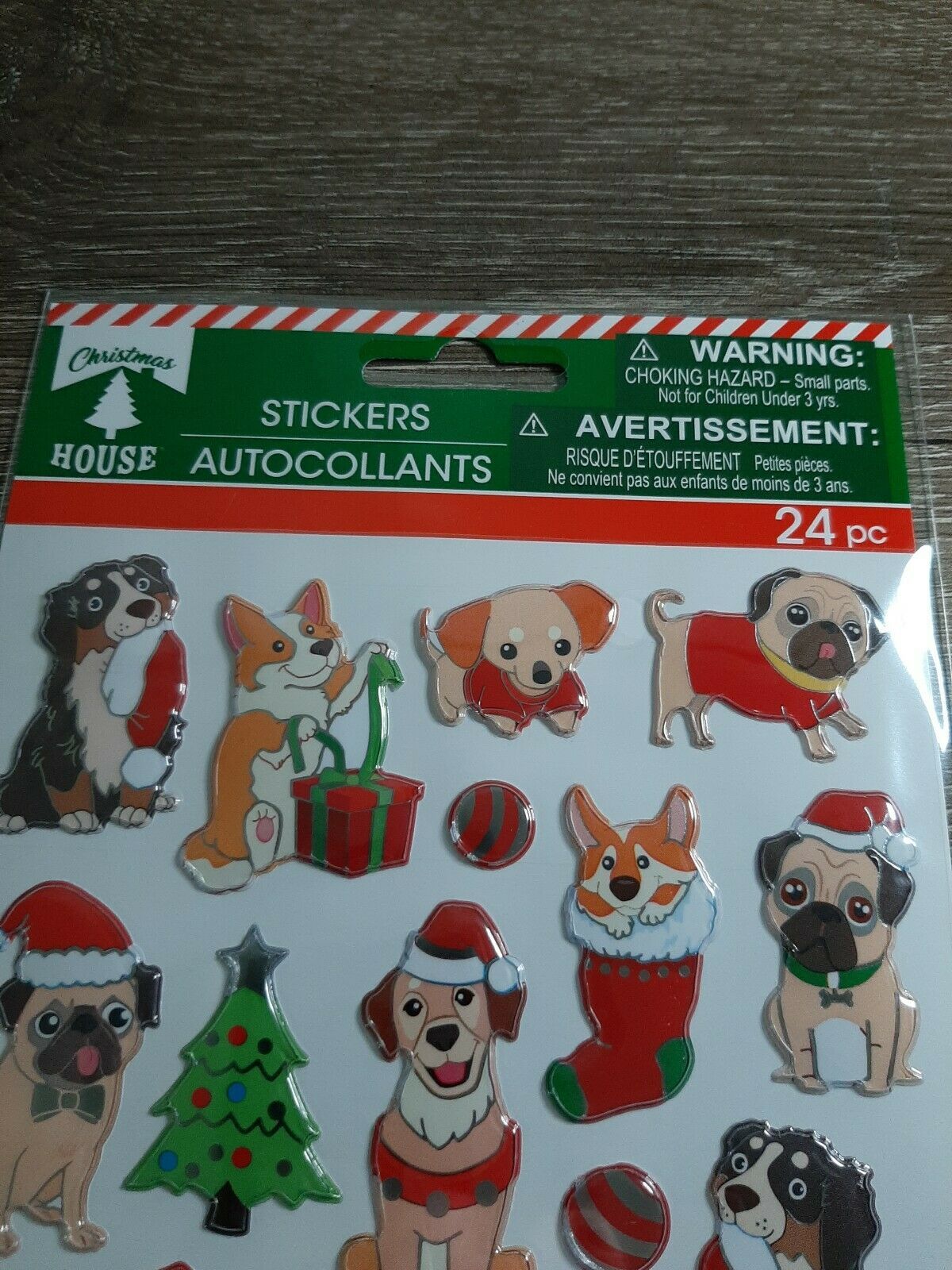 Christmas Holiday Puffy Dog Stickers 24 Stickers - Stickers