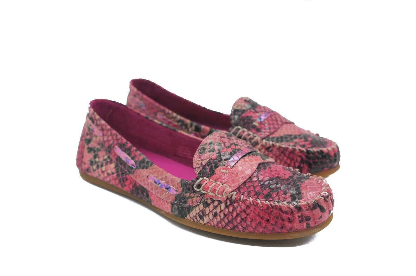Goody2Shoes Genuine Leather Ladies Snakeskin Print Effect Fuchsia Pink