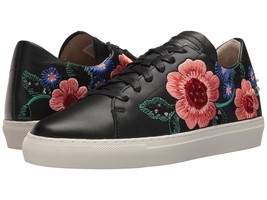 Skechers VASO PINTAR Black Leather Embroidered Bright Flowers Sneakers Shoes Wms - $55.19