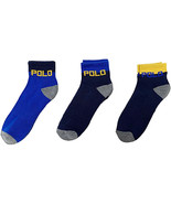 Polo Ralph Lauren Klassisch Sport Knöchel Socke 3-Pack Paar Gelb Navy Kö... - $43.38
