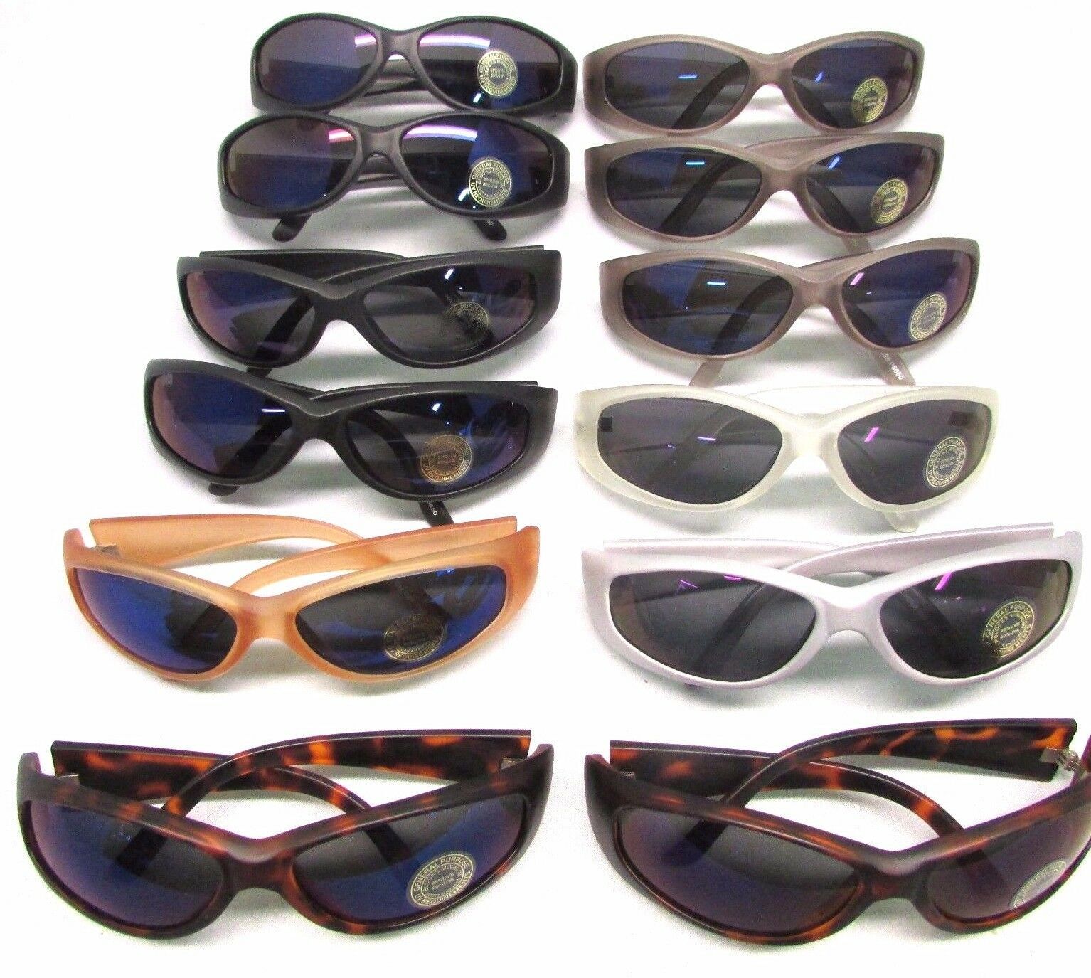 Sunglasses wrap around frame sporty Variety of Colors Lot of 12 ...