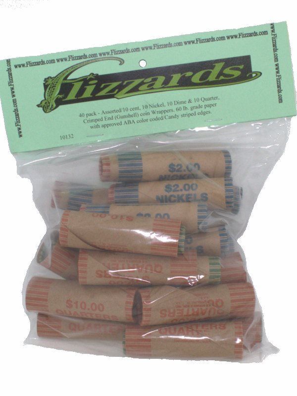 1000 Assorted Coin Wrappers 250 of each: Penny, Nickel, Dime, Quarter