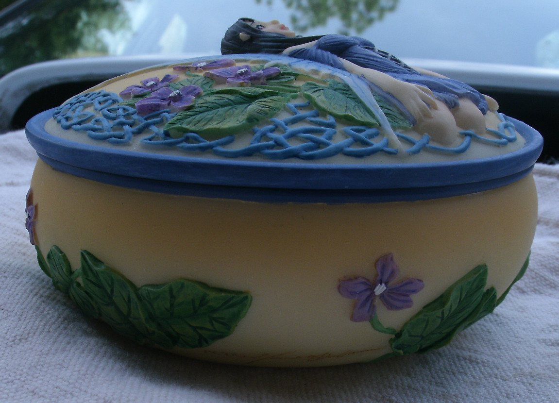 Celtic Violet Fairy Trinket Box by Veronese,knotwork,flowers,M. Dillman