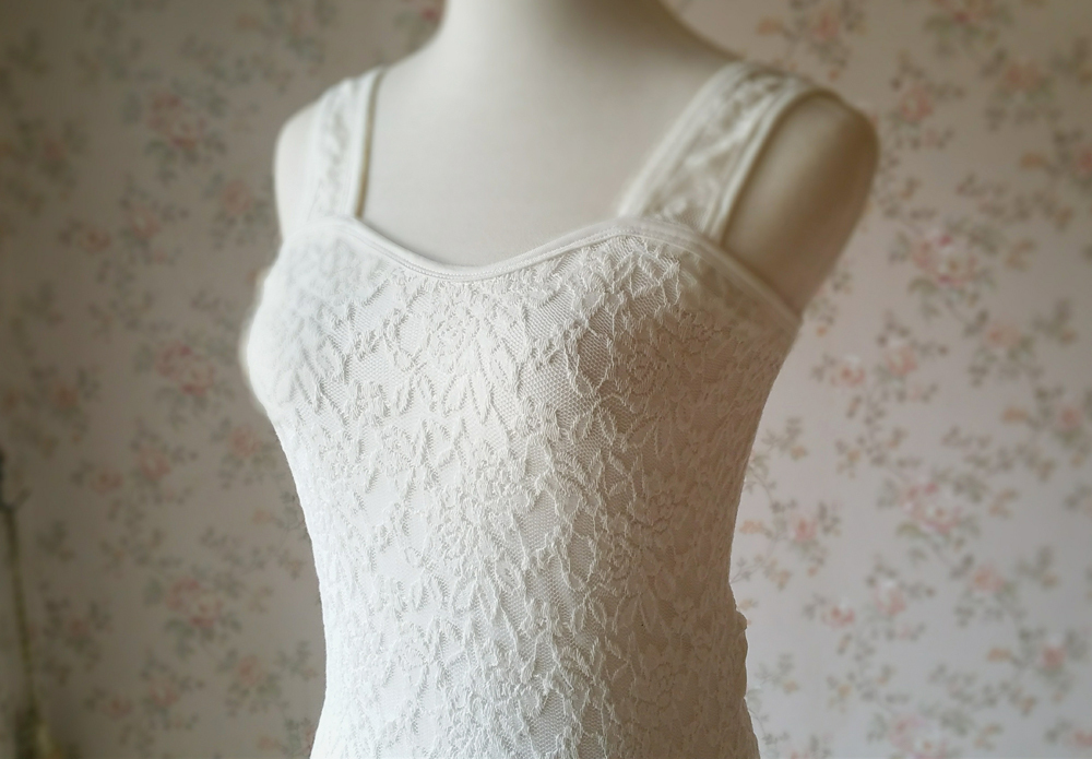 Ivory White Stretchy Lace Tank Top Wedding Bridesmaid Lace Tank Top ...