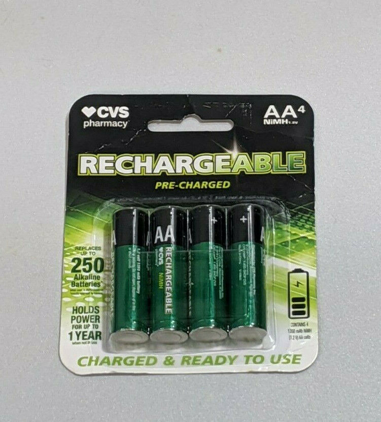 CVS Pharmacy Pre Charged NiMH 1.2V Rechargeable AA Batteries 4ct