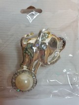 Brooch Pin Elephant on a Ball Fashion Jewelry 1.5" tall Gray Color Tones Bead - $9.59