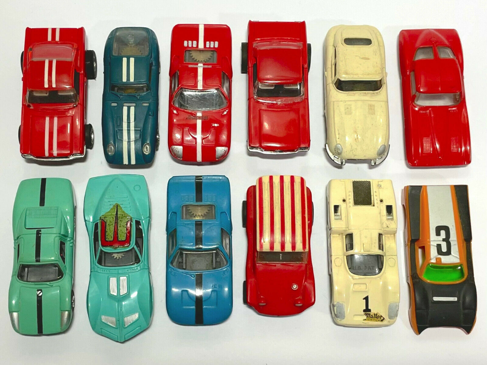 10pc+ 1960s AURORA TJet Thunderjet 500 Collection HO SLOT CAR Old