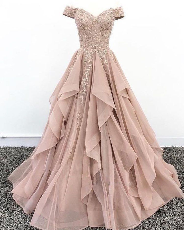 off the shoulder champagne gown