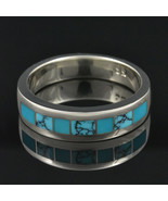 Spiderweb Turquoise and Turquoise Wedding Ring - $350.00
