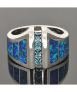 Lab Created Opal and Blue Topaz Ring - $580.00