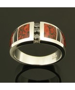 Dinosaur Bone Ring with Black Diamond and Black Onyx in Sterling Silver - $485.00