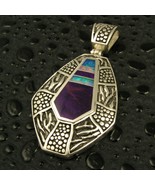 Large sterling silver pendant inlaid with Australian opal and sugilite. - $975.00