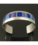 Sterling silver bracelet inlaid with lapis, sugilite, cerrullite and tur... - $1,290.00