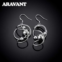 Silver 925 Twist Smooth Bead Hanging Long Drop Earring For Women Fashion Jewelry - $13.14