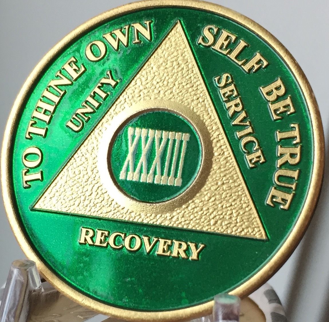 Alcoholics Anonymous 32 Year Recovery Coin Chip Medallion Medal Token AA Bronze 