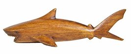 Hand Carved Chinaberry Wood Ocean Great White MACO Shark Wood Coral Stand Nautic - $19.74