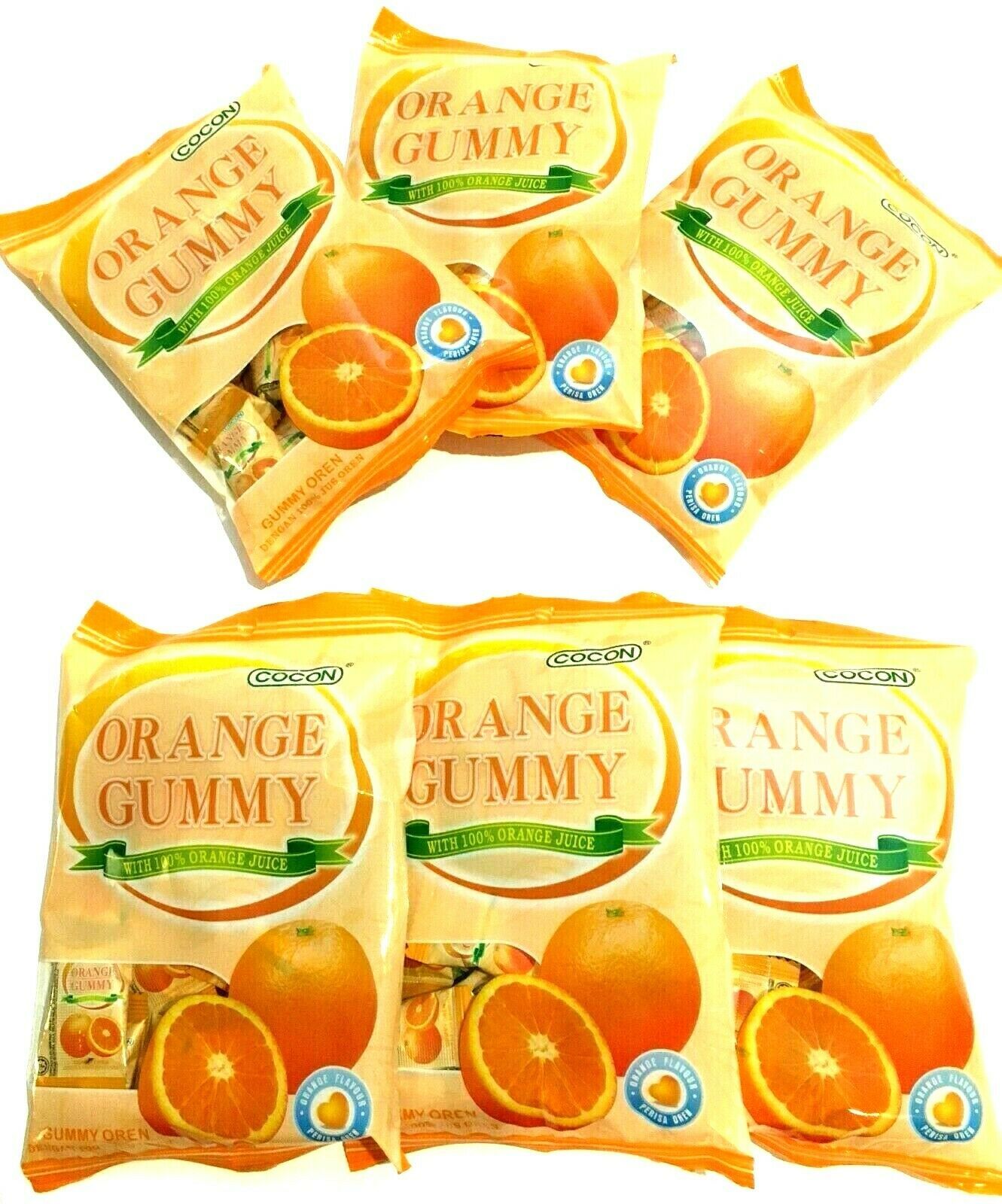 Cocon Orange Gummy With Fruit Juice 3.52 oz ( Pack of 6 ) Gummy, Soft