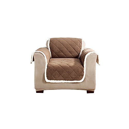 SureFit Soft Suede & Sherpa Throw Recliner, Brown/Cream Blankets