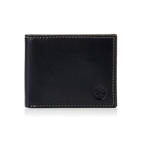 Timberland Men's Leather Wallet with Attached Flip Pocket | Color Black (Blix) - $49.99