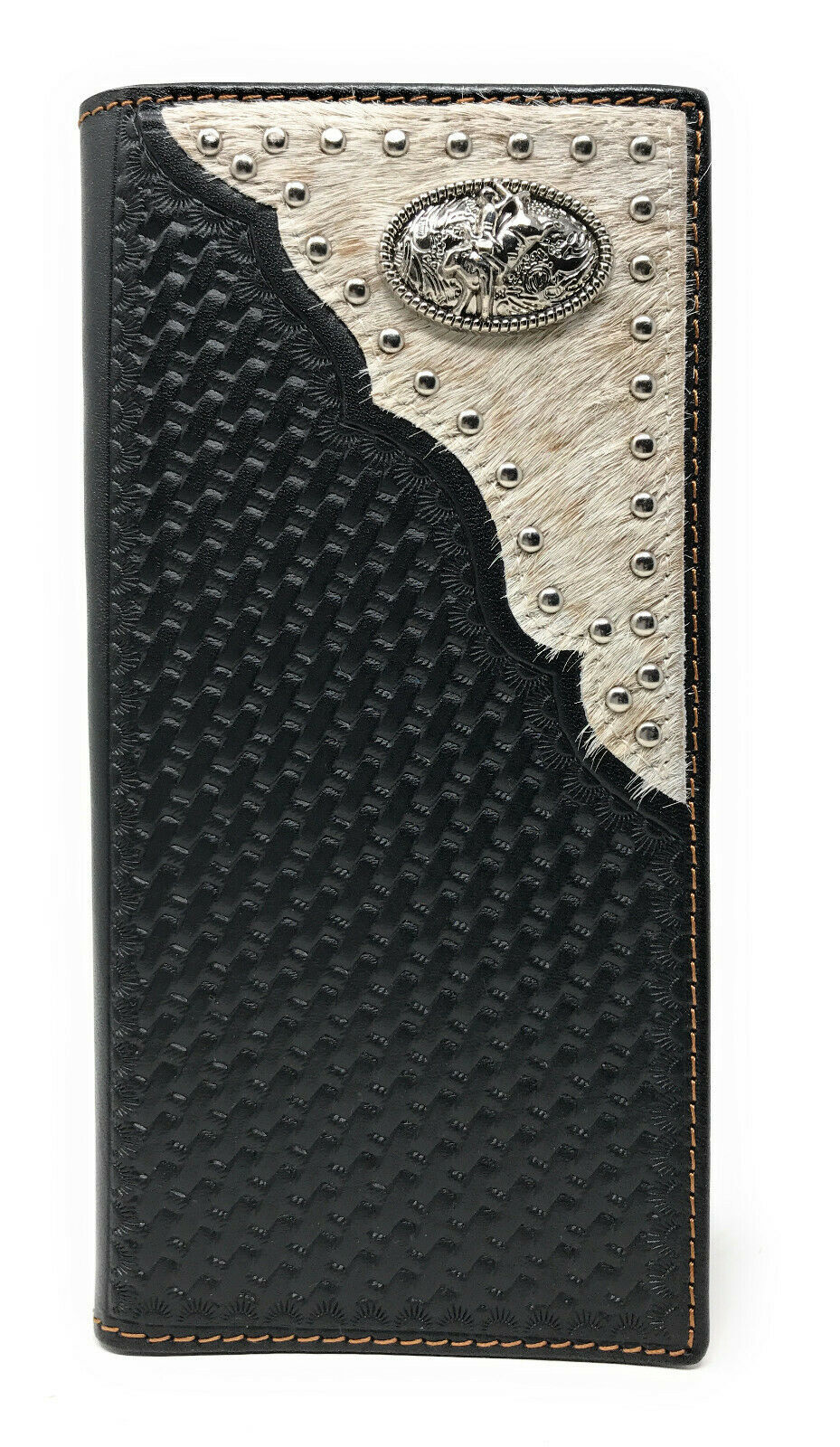 Western Genuine Leather Cowhide Basketweave Rodeo Men's Wallet in 3