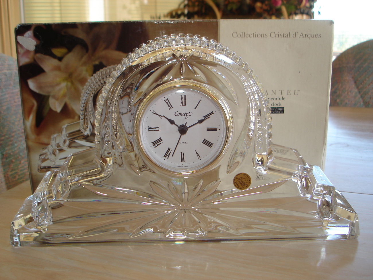 Crystal Quartz Concepts Mantel Shelf Clock 24 Lead, France Desk