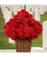 Memorial Day Silk Flowers Artificial Carnation Bush 14 heads Red 3.5&quot; Fl... - $47.99