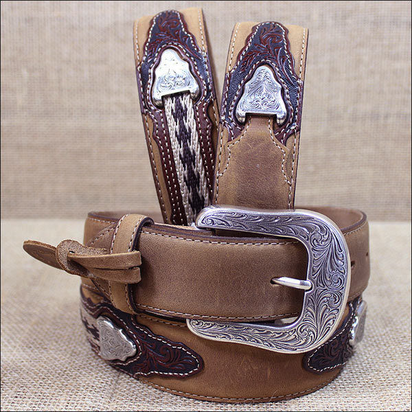 Justin Men's Westerner Cowboy Trail Rider Belt Distressed Brown 34 - Belts