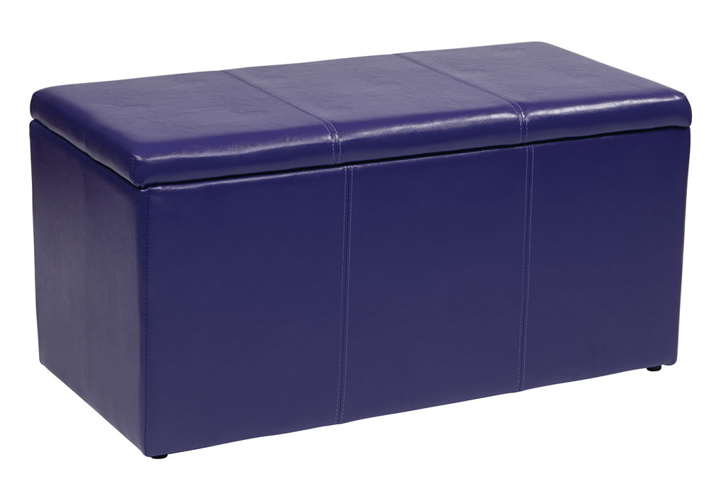 3 Piece SET Bold Colors Vinyl 34.5W 1 OTTOMAN Bench + 2 Storage Cubes