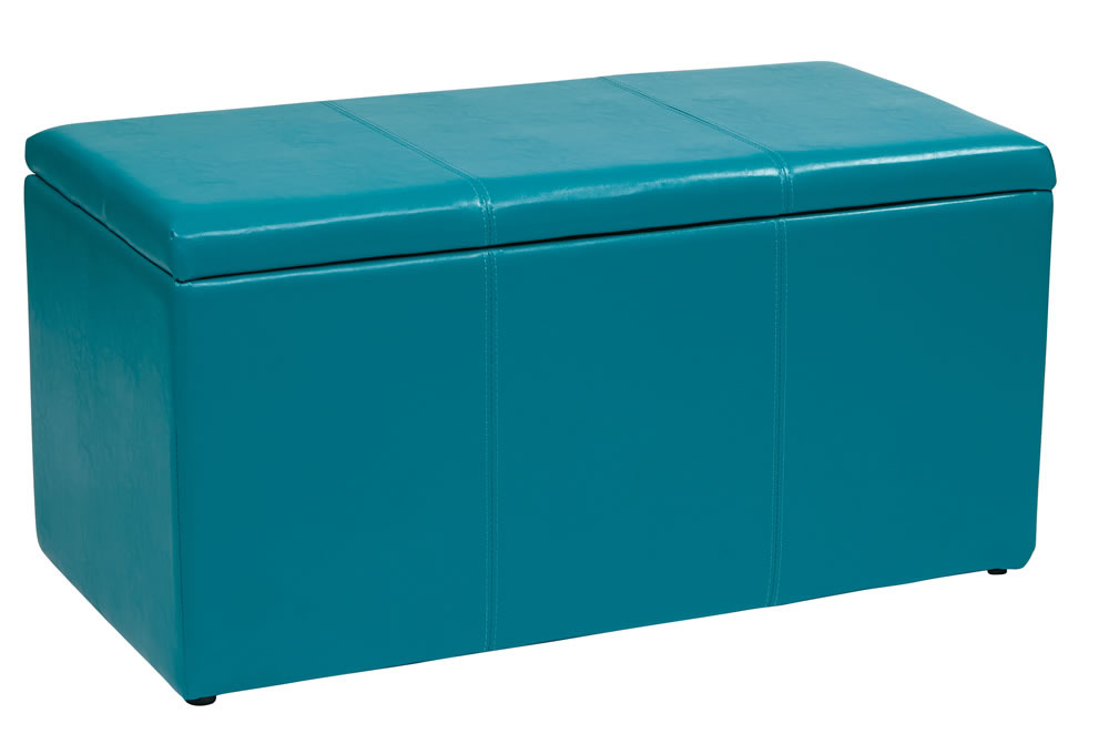 3 Piece SET Bold Colors Vinyl 34.5W 1 OTTOMAN Bench + 2 Storage Cubes