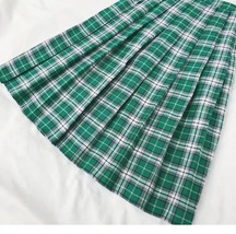 Plus Size GREEN Plaid Skirt Women Girl Long Pleated Skirt Full Green Plaid Skirt image 6