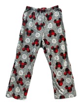 Disney Pajama Pants Youth 12 Grey Red Mickey Plaid Snowflake Fleece Casual Comfy - $14.84