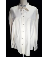 Vintage Wrangler Hero Men&#39;s L 100% Cotton Button Down Shirt Natural Colo... - $8.91