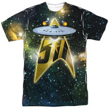 Star Trek 50th Anniversary USS Enterprise Ship Sublimation T-Shirt NEW U... - $25.15
