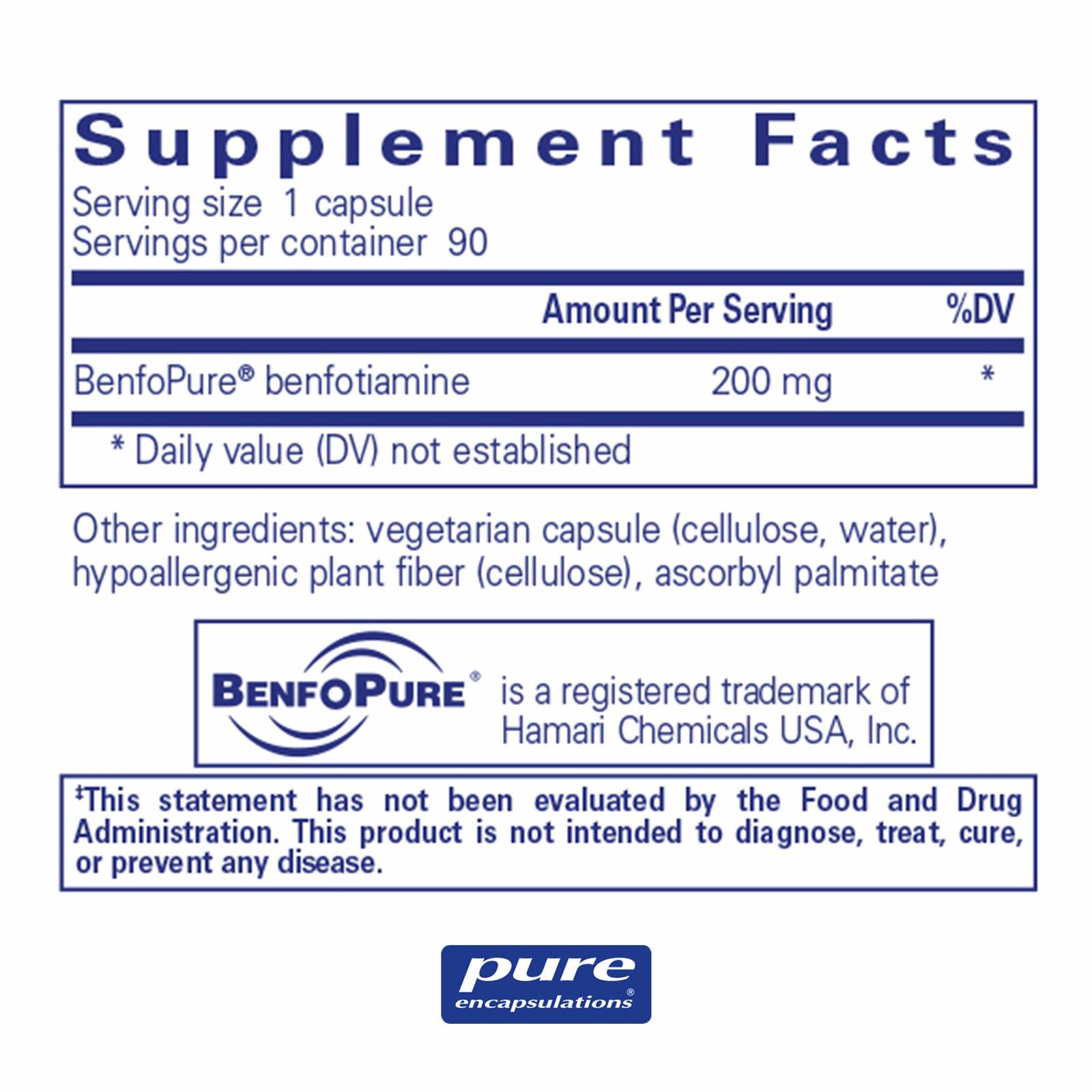 Pure Encapsulations BenfoMax Hypoallergenic, FatSoluble Vitamin B1